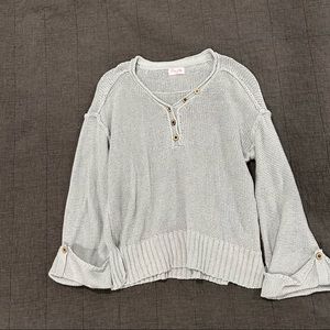 MOVING SALE Pink Lily Grey Sweater Top with Flare Sleeves